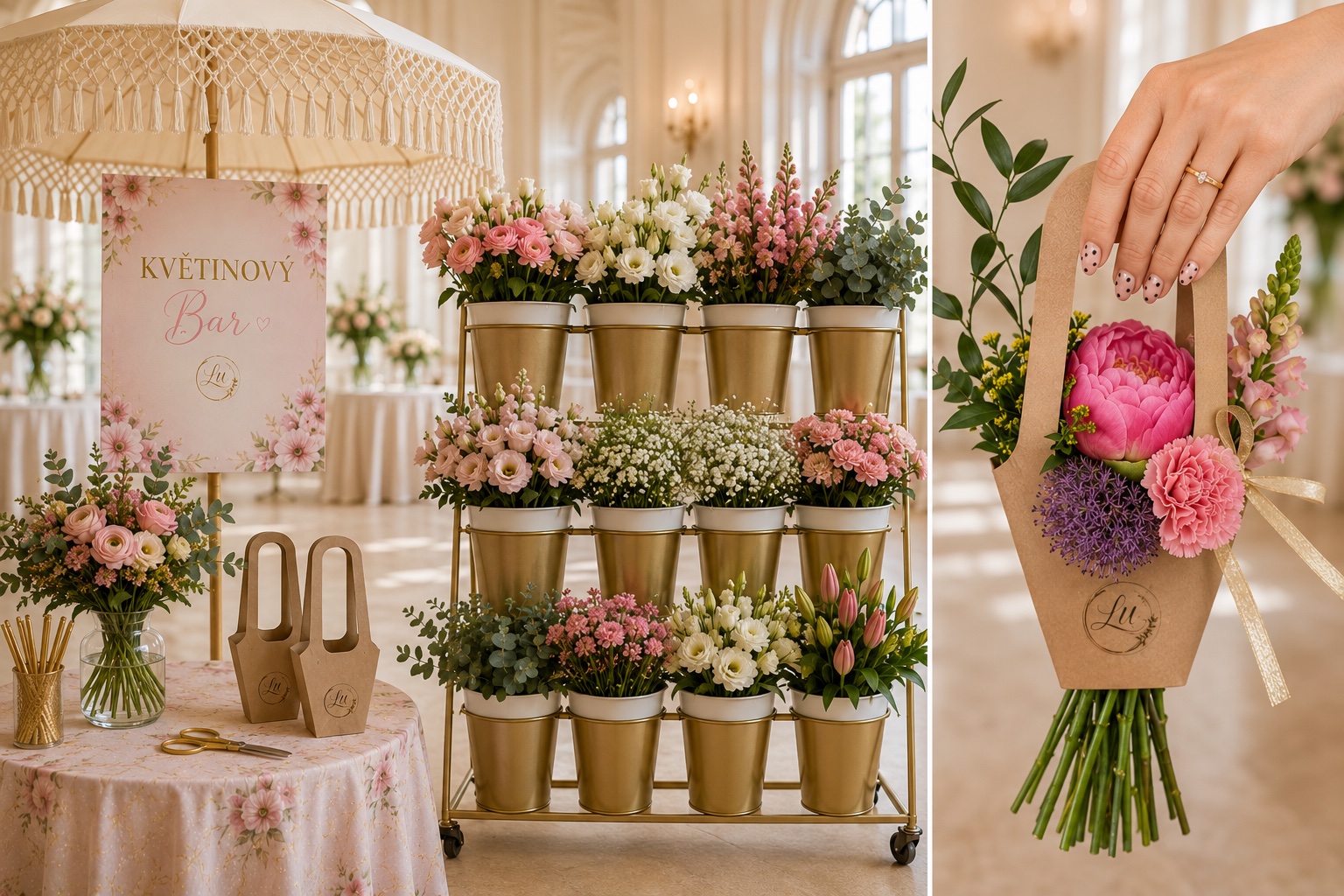 Premium Flower Bar LU — květinový bar a kytice v papírové tašce